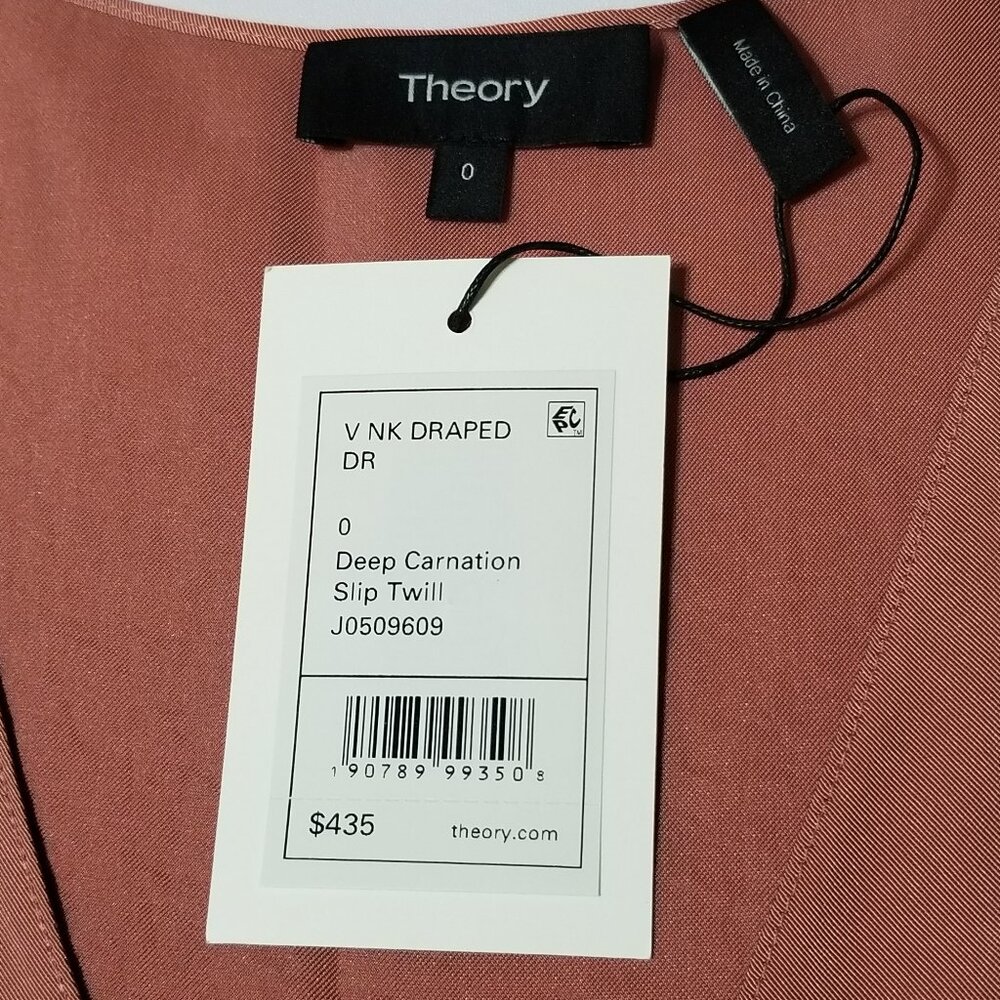 NWT Theory V-Neck Draped Maxi Dress in Deep Carnation (Rose Pink) Size 00, 0, 4 - Picture 15 of 16